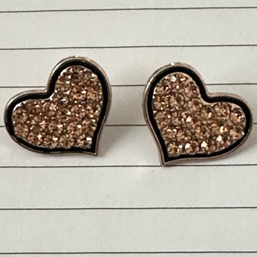 Sparkling Copper Colored Heart Earrings